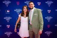 Nathan Eovaldi with his wife Rabekah Wilkinson Eovaldi. Source: Rabekah’s official Instagram page/@bekahspinkaproncakes